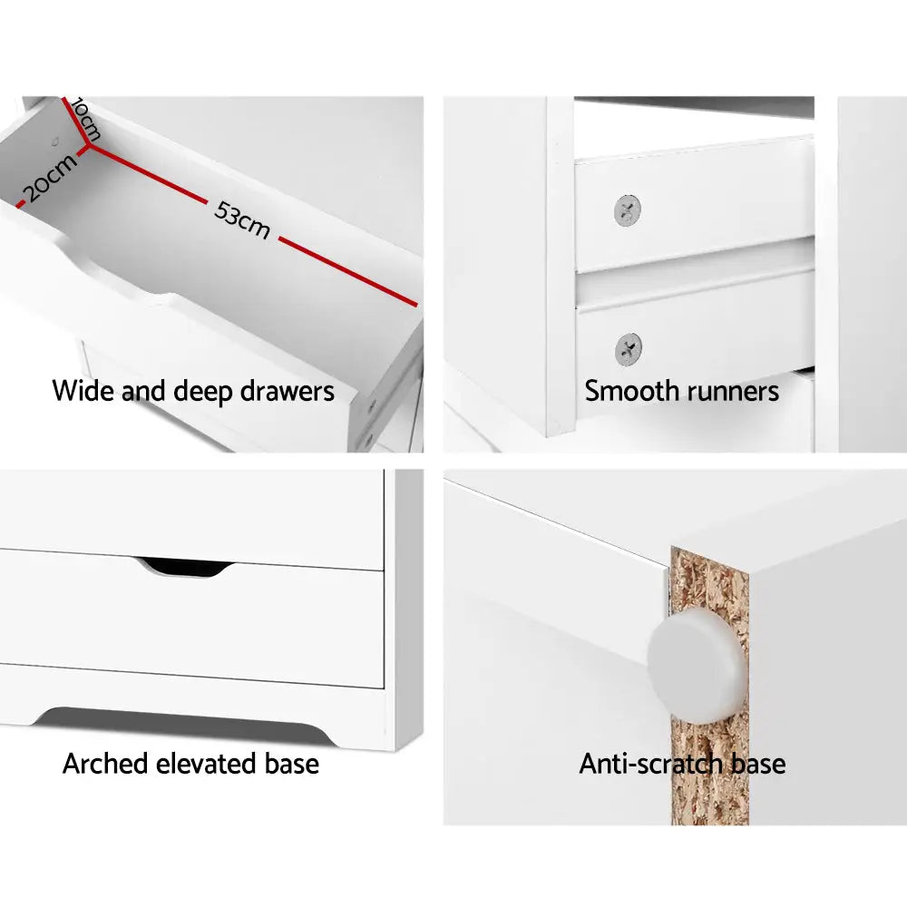 Artiss Bookshelf with Drawers - NANA White - Furniture > Living Room