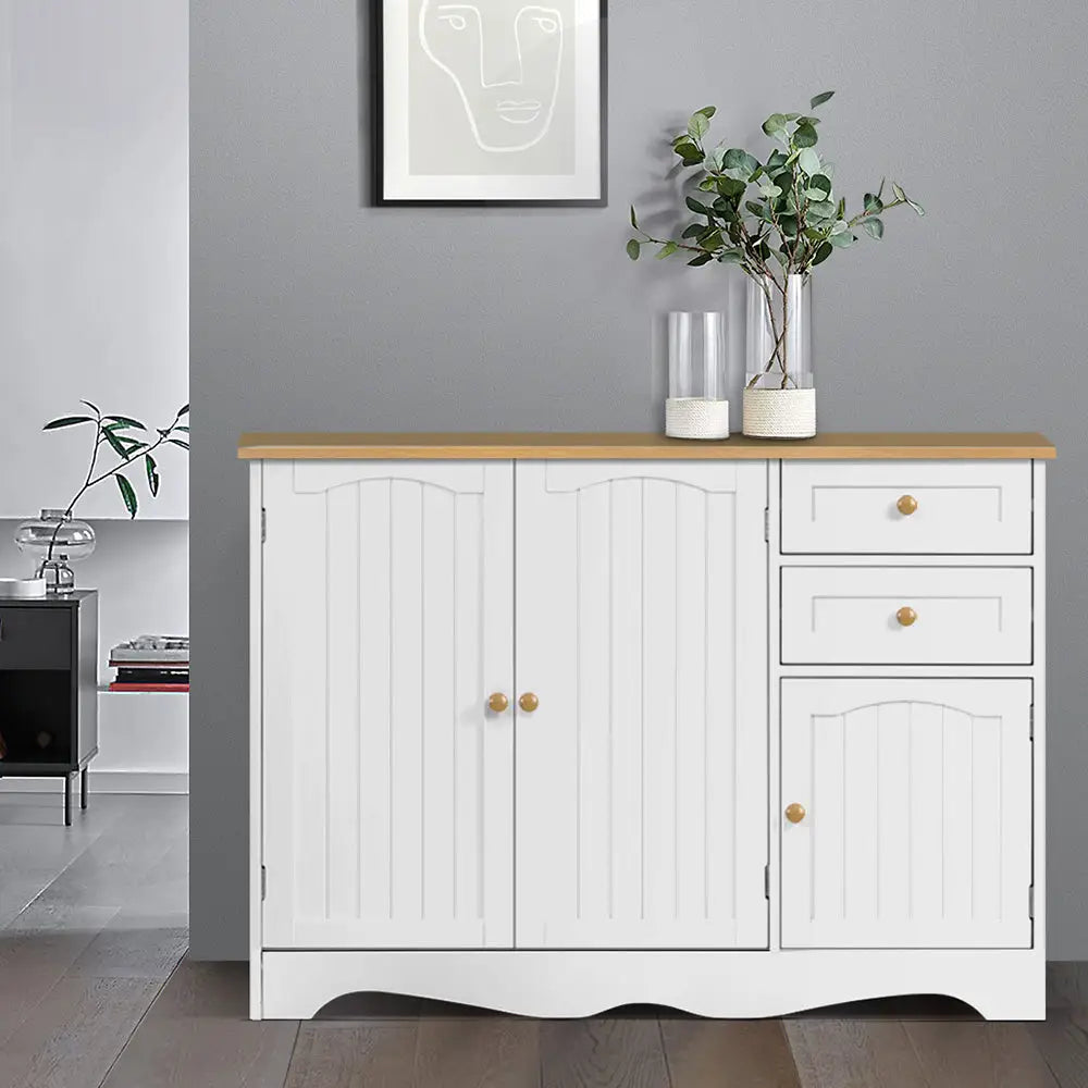 Artiss Buffet Sideboard 3 Doors - BERNE White - Furniture > Dining