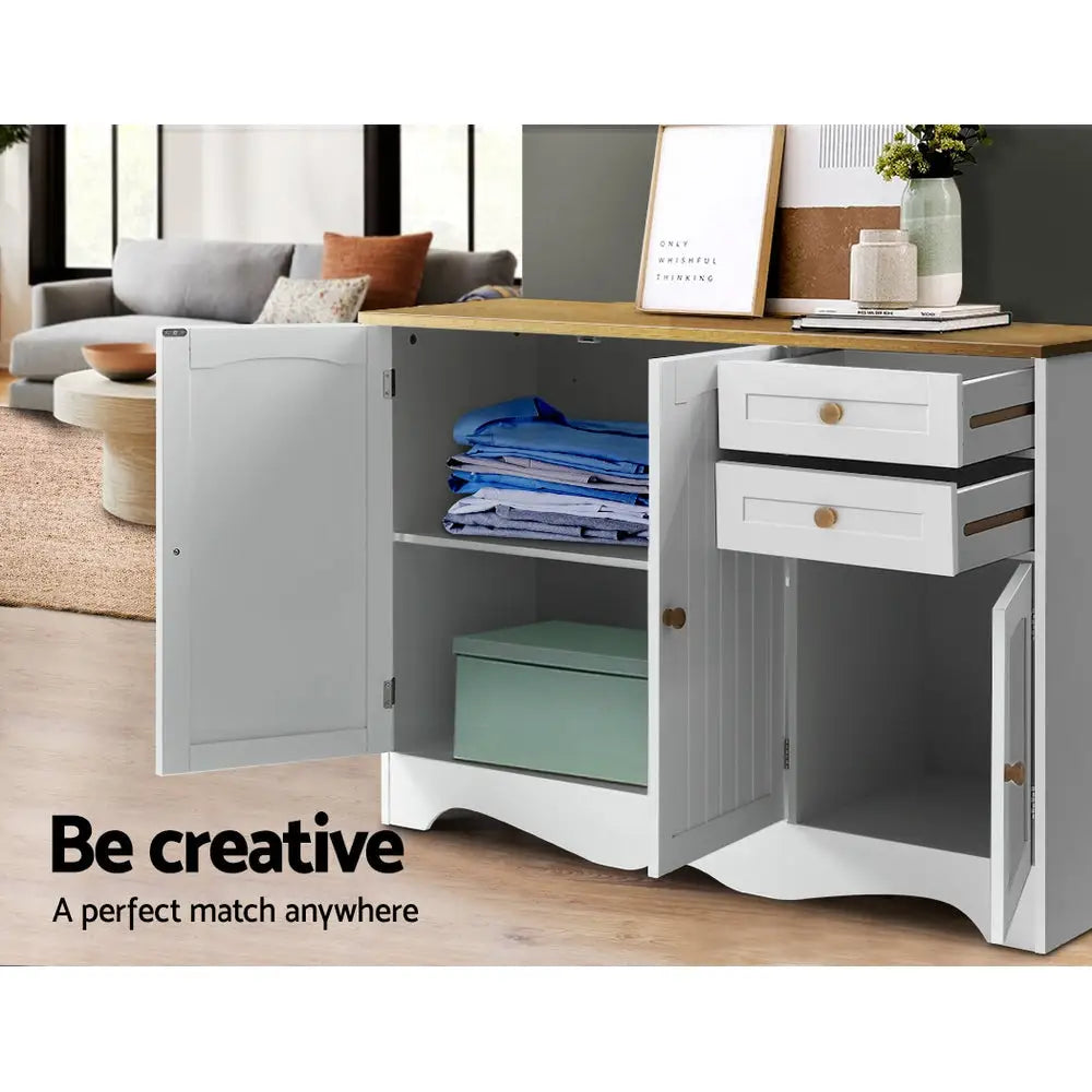 Artiss Buffet Sideboard 3 Doors - BERNE White - Furniture > Dining