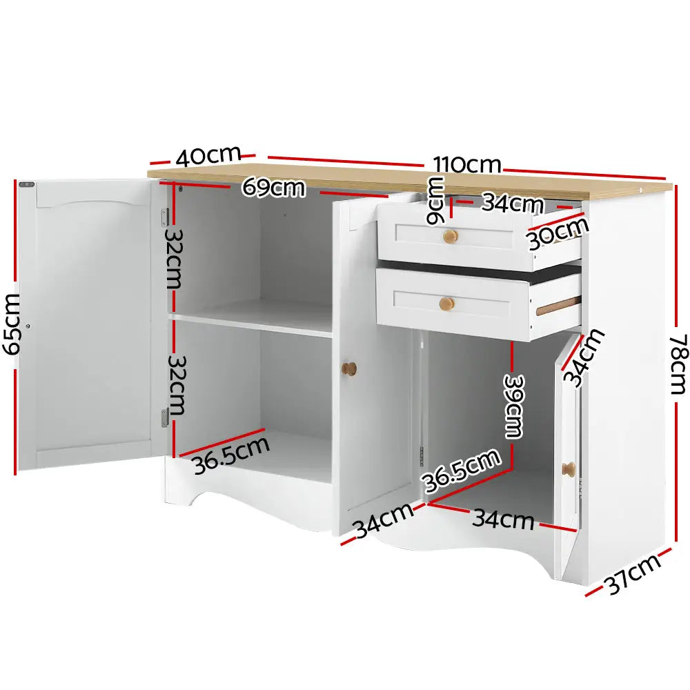 Artiss Buffet Sideboard 3 Doors - BERNE White - Furniture > Dining