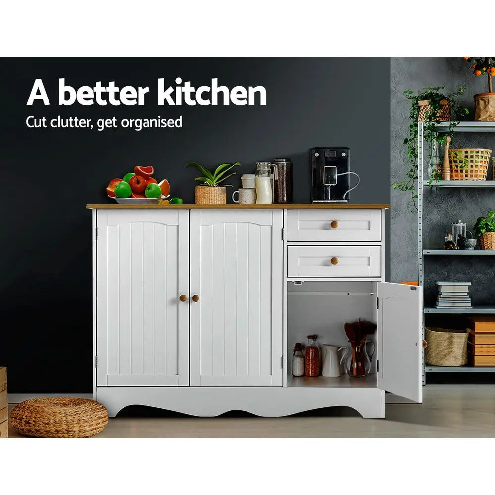 Artiss Buffet Sideboard 3 Doors - BERNE White - Furniture > Dining