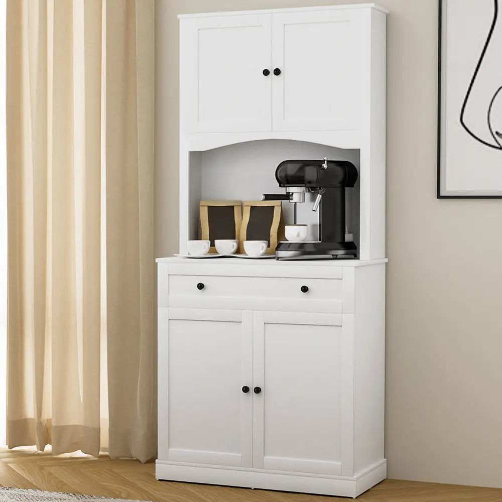 Artiss Buffet Sideboard Cabinet Cupboard Pantry Storage Shelves Hutch White - Furniture > Dining > Buffets & Sideboards