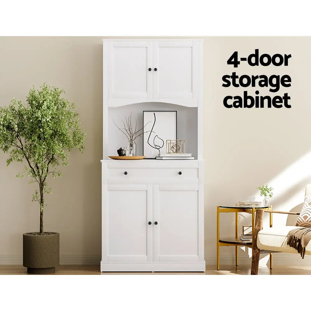 Artiss Buffet Sideboard Cabinet Cupboard Pantry Storage Shelves Hutch White - Furniture > Dining > Buffets & Sideboards
