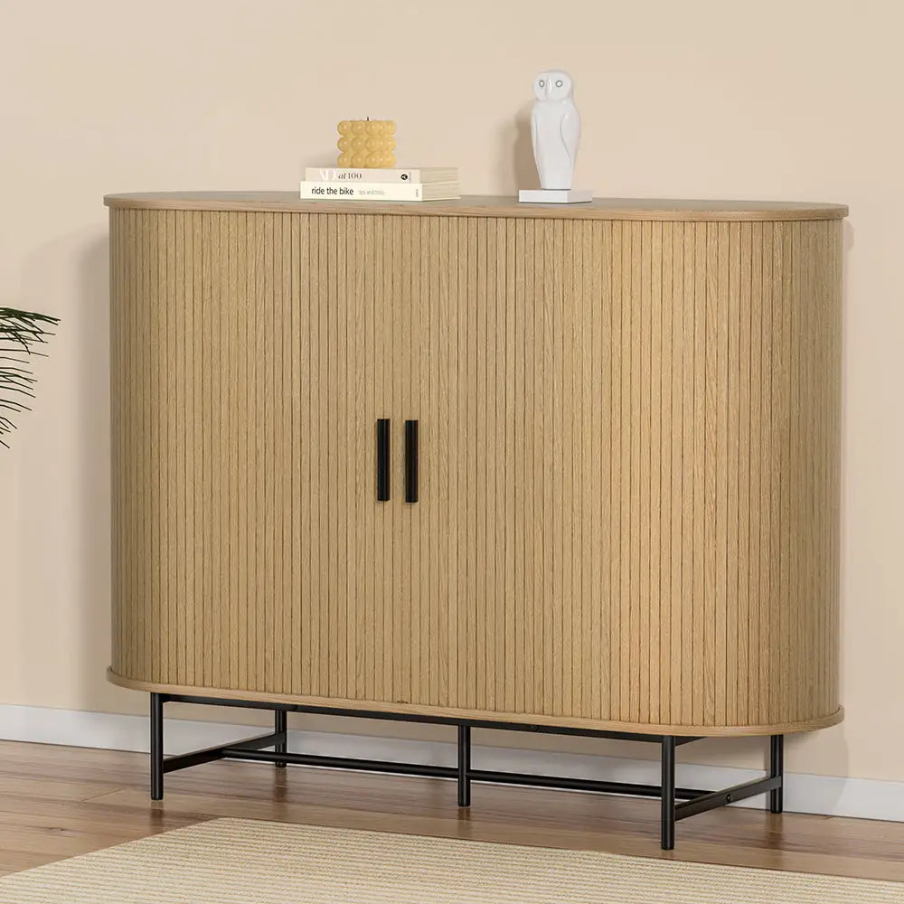 Artiss Buffet Sideboard Cupboard Sliding Doors Pantry Storage Oak PIIA - Furniture > Living Room