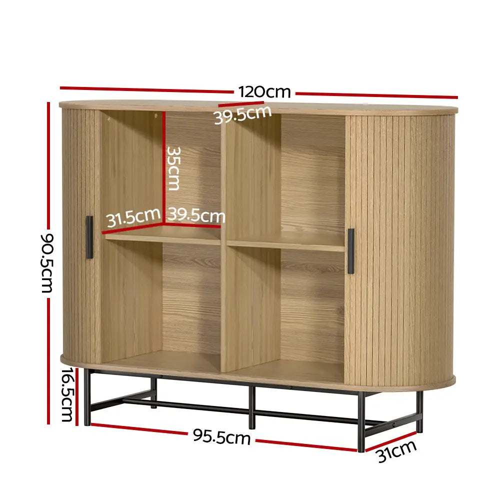 Artiss Buffet Sideboard Cupboard Sliding Doors Pantry Storage Oak PIIA - Furniture > Living Room