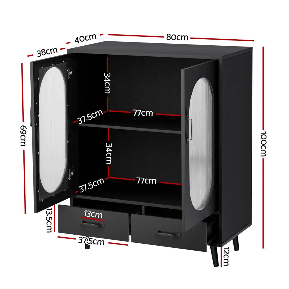 Artiss Buffet Sideboard Double Doors - Black - Furniture > Dining > Buffets & Sideboards