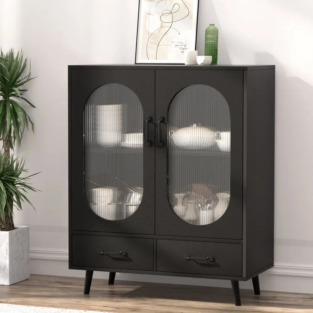 Artiss Buffet Sideboard Double Doors - Black - Furniture > Dining > Buffets & Sideboards