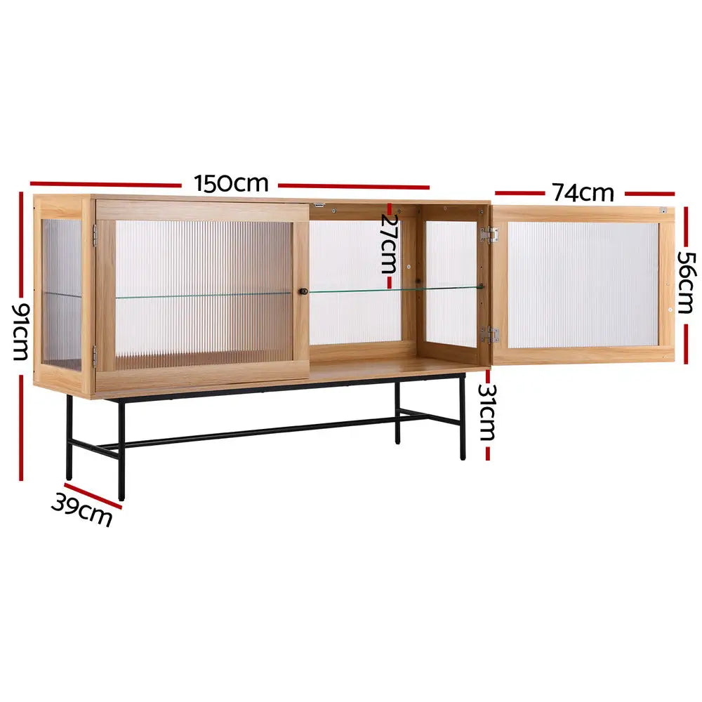 Artiss Buffet Sideboard Double Doors - Oak - Furniture > Living Room