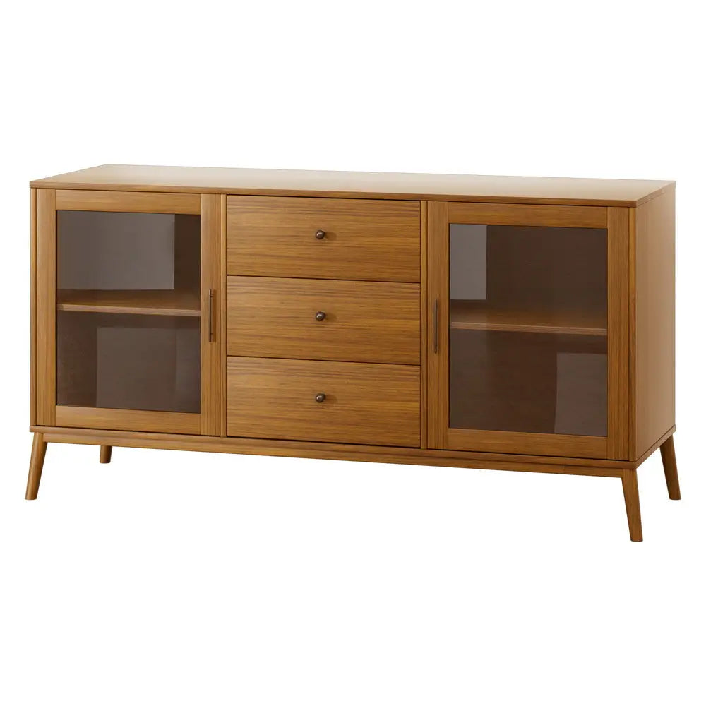 Artiss Buffet Sideboard Glass Doors - Oak - Furniture > Living Room