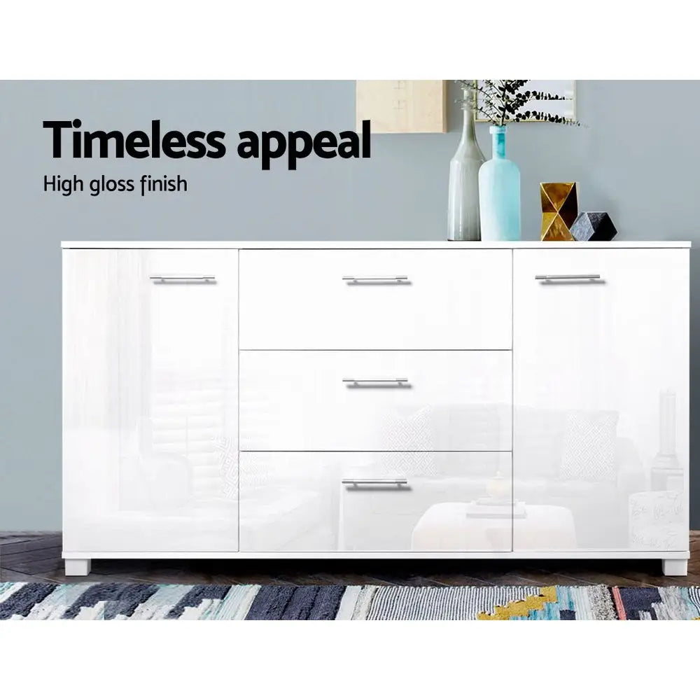 Artiss Buffet Sideboard High Gloss - White - Furniture > Living Room