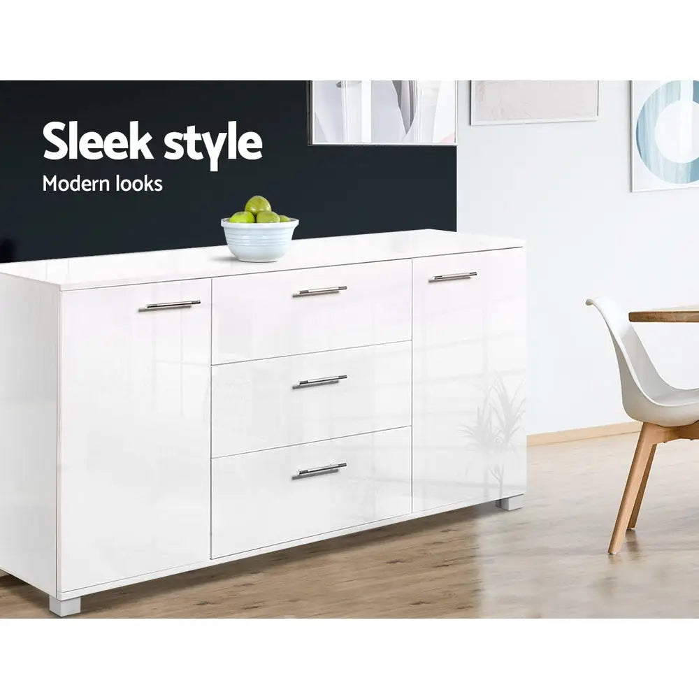 Artiss Buffet Sideboard High Gloss - White - Furniture > Living Room
