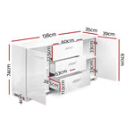 Artiss Buffet Sideboard High Gloss - White - Furniture > Living Room