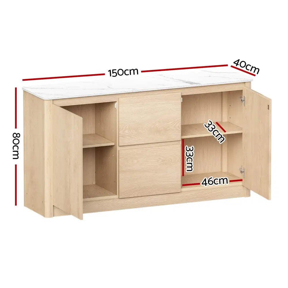 Artiss Buffet Sideboard Marble Style Tabletop - Pine - Furniture > Living Room