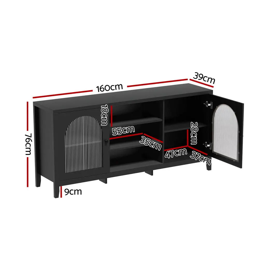 Artiss Buffet Sideboard Shelves Double Doors - Black - Furniture > Dining > Buffets & Sideboards