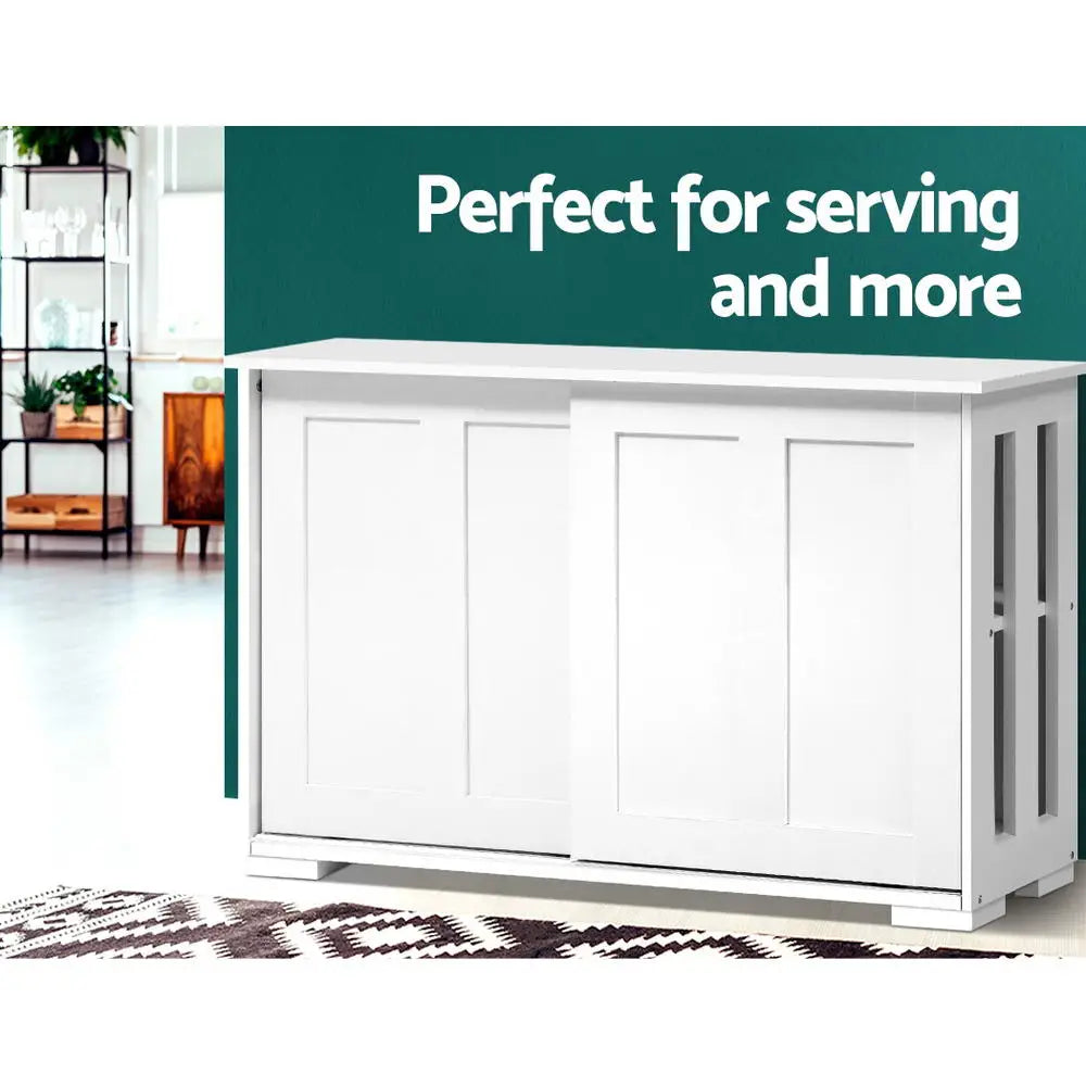 Artiss Buffet Sideboard Sliding Doors - SERA White - Furniture > Living Room