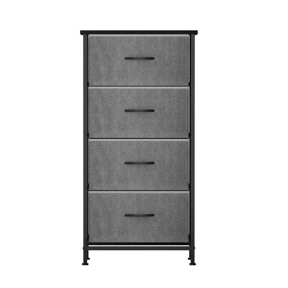 Artiss Chest of 4 Drawers Storage Dresser Tallboy Grey - Furniture > Bedroom > Dressers