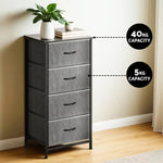 Artiss Chest of 4 Drawers Storage Dresser Tallboy Grey - Furniture > Bedroom > Dressers