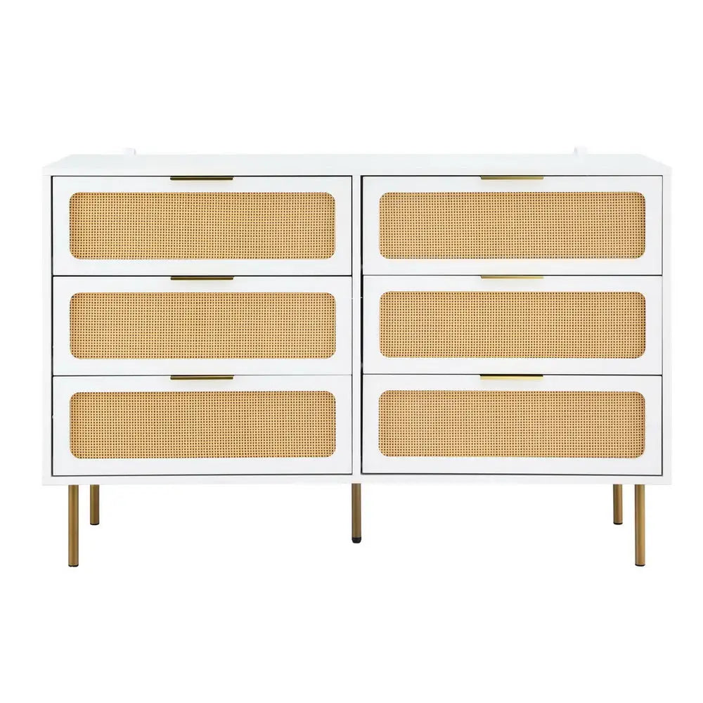 Artiss Chest of 6 Drawers Lowboy Cabinet White - Furniture > Office > Storage Cabinets