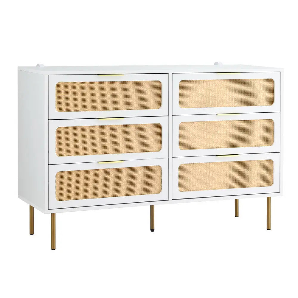 Artiss Chest of 6 Drawers Lowboy Cabinet White - Furniture > Office > Storage Cabinets