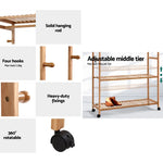 Artiss Clothes Rack Coat Stand 165x112cm Hanger Wheels - Furniture > Bedroom