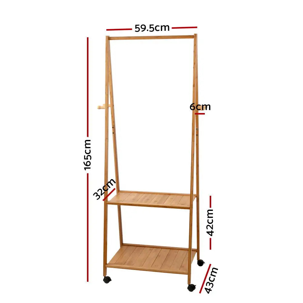 Artiss Clothes Rack Coat Stand 165x59cm Hanger Wheels - Furniture > Bedroom