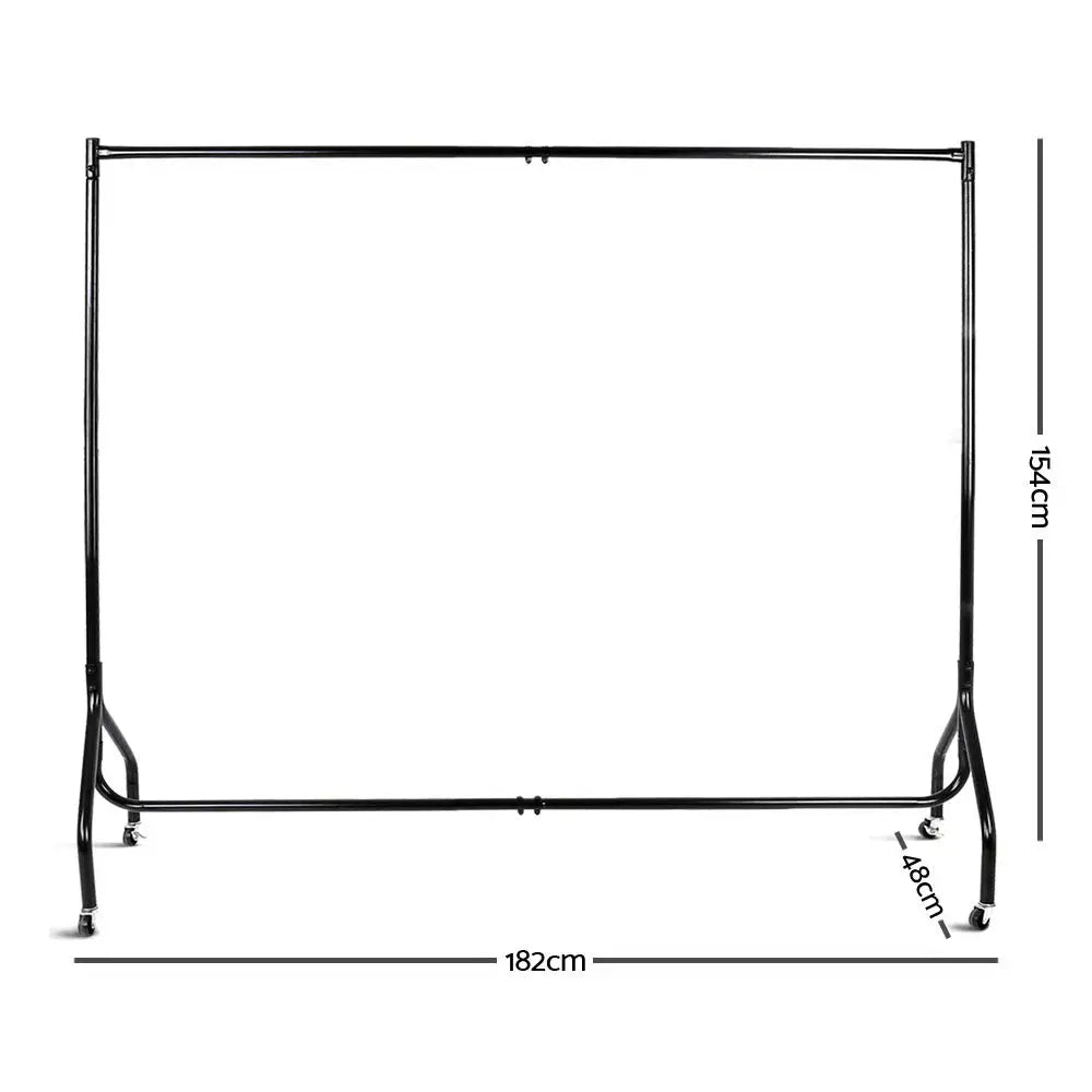 Artiss Clothes Rack Coat Stand 6FT Rail Wheels - Furniture > Bedroom