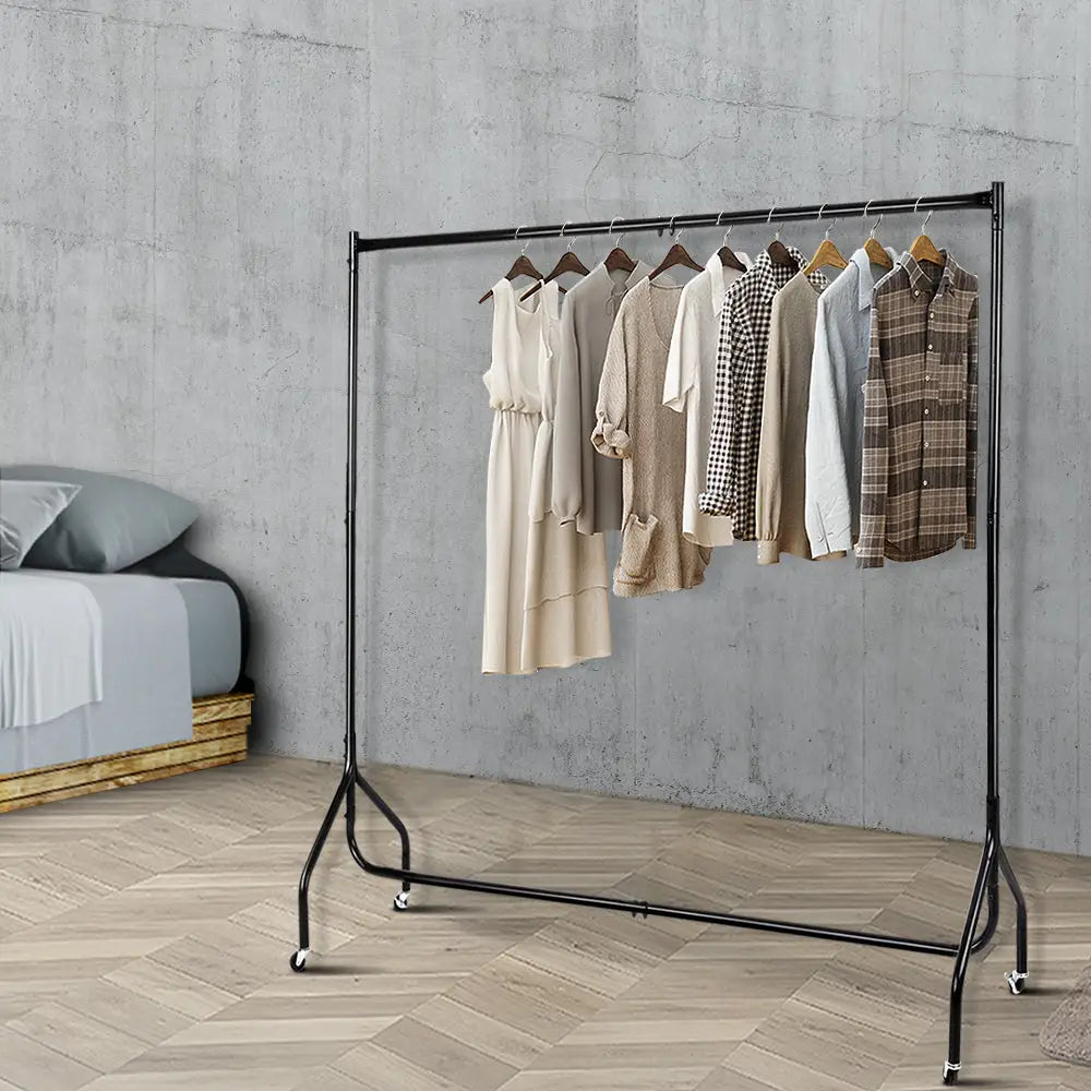 Artiss Clothes Rack Coat Stand 6FT Rail Wheels - Furniture > Bedroom
