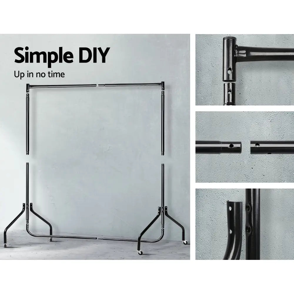 Artiss Clothes Rack Coat Stand 6FT Rail Wheels - Furniture > Bedroom