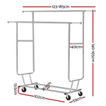 Artiss Clothes Rack Double Rail Coat Stand Adjustable Hanger - Furniture > Bedroom