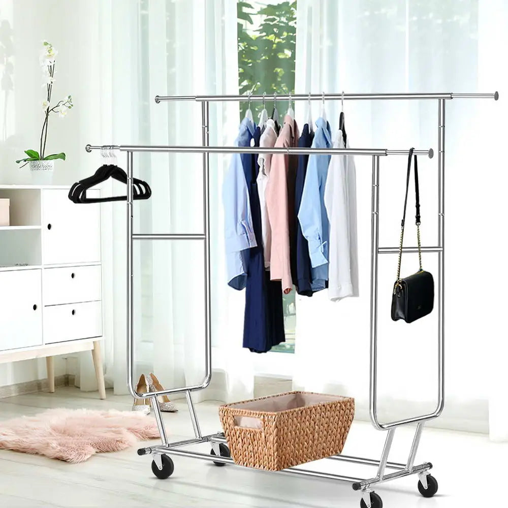 Artiss Clothes Rack Double Rail Coat Stand Adjustable Hanger - Furniture > Bedroom