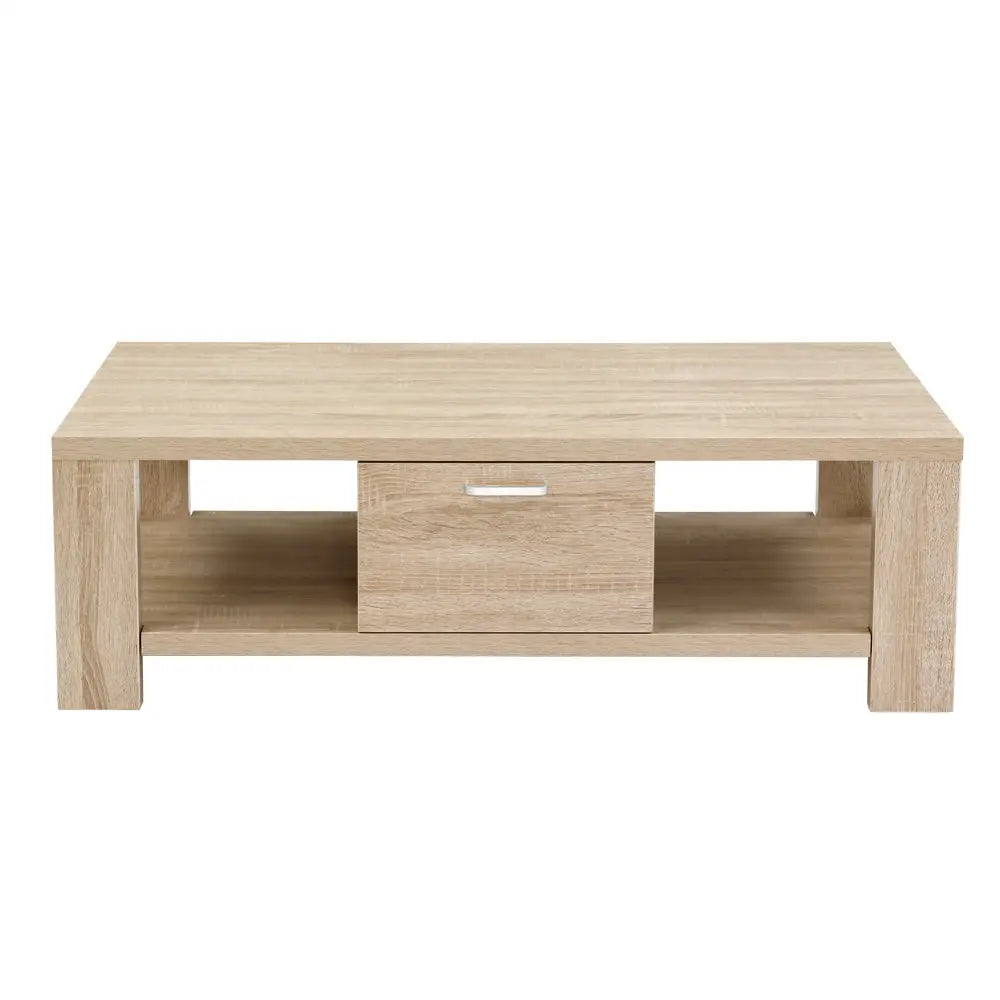 Artiss Coffee Table 1 Drawer Oak Maxi - Furniture > Living Room