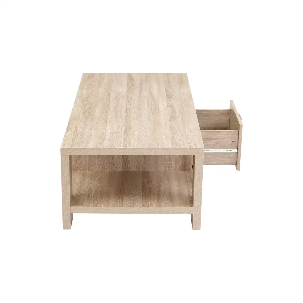 Artiss Coffee Table 1 Drawer Oak Maxi - Furniture > Living Room