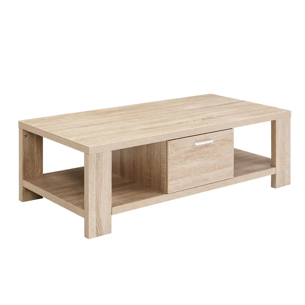 Artiss Coffee Table 1 Drawer Oak Maxi - Furniture > Living Room