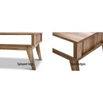 Artiss Coffee Table 2 Drawers Walnut Serena - Furniture > Living Room