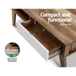 Artiss Coffee Table 2 Drawers Walnut Serena - Furniture > Living Room