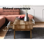 Artiss Coffee Table 2 Drawers Walnut Serena - Furniture > Living Room