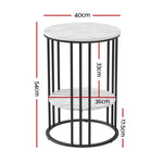 Artiss Coffee Table 2-Tier Round Marble Effect - Furniture > Living Room > Coffee Tables