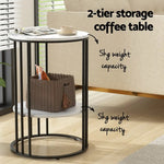 Artiss Coffee Table 2-Tier Round Marble Effect - Furniture > Living Room > Coffee Tables