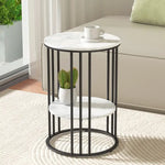 Artiss Coffee Table 2-Tier Round Marble Effect - Furniture > Living Room > Coffee Tables