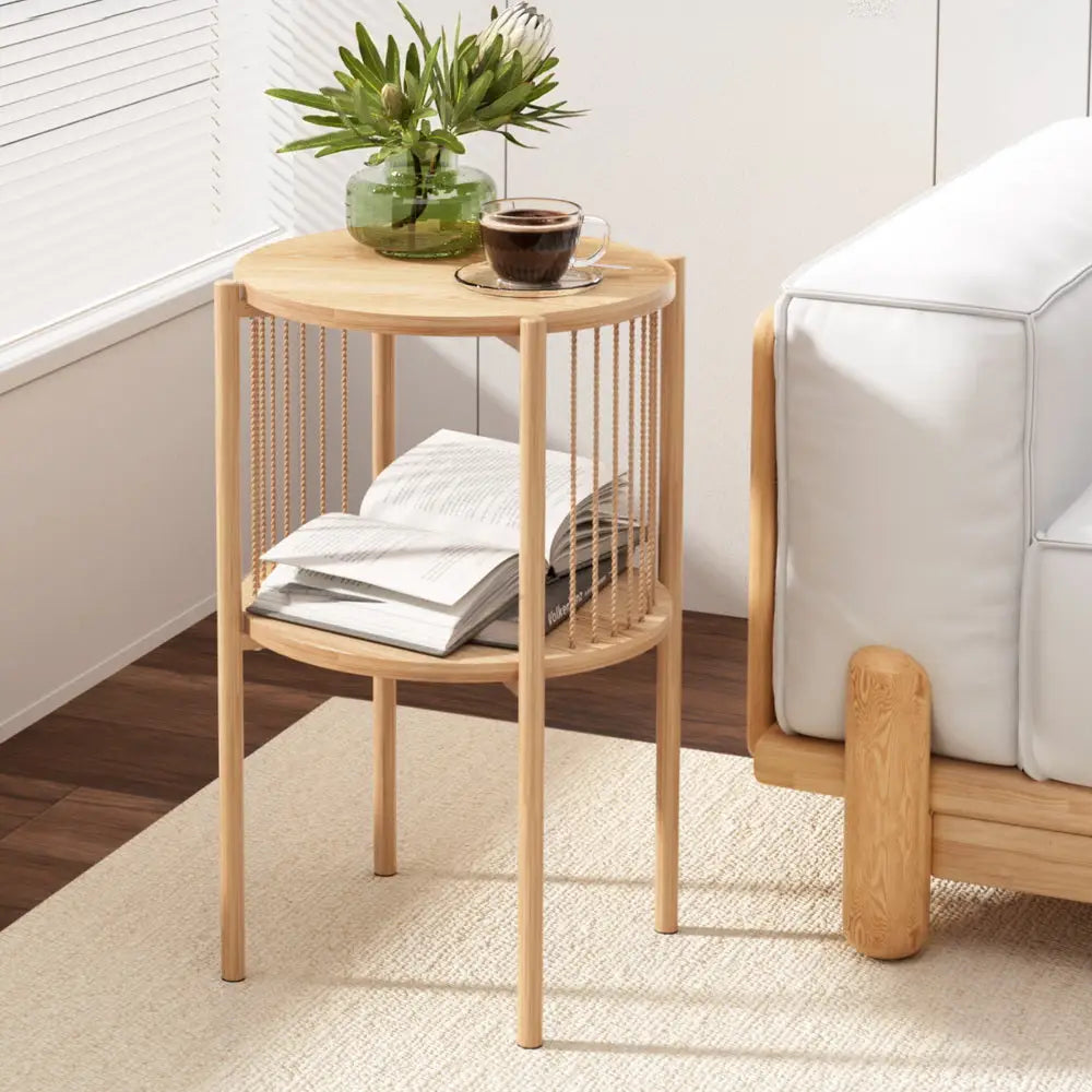 Artiss Coffee Table 2-Tier Round Wood - Furniture > Living Room > Coffee Tables