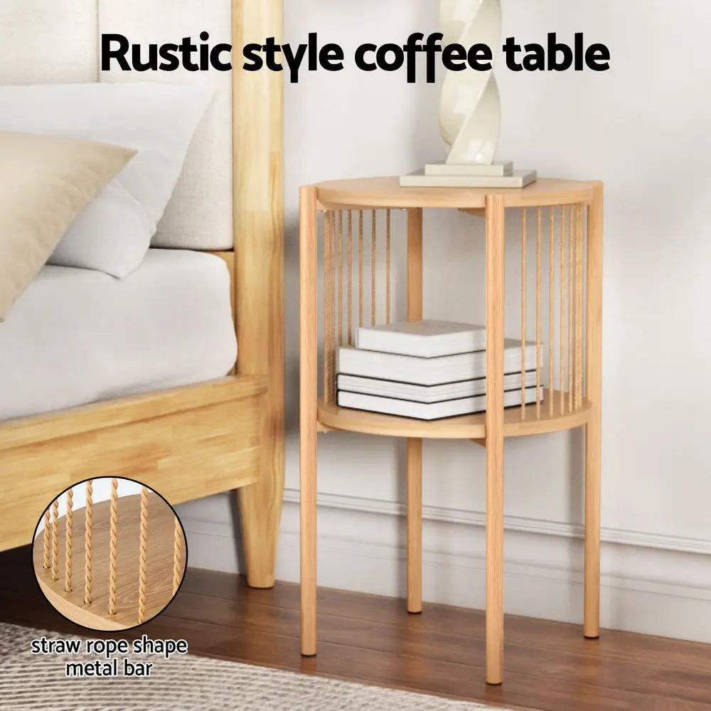 Artiss Coffee Table 2-Tier Round Wood - Furniture > Living Room > Coffee Tables