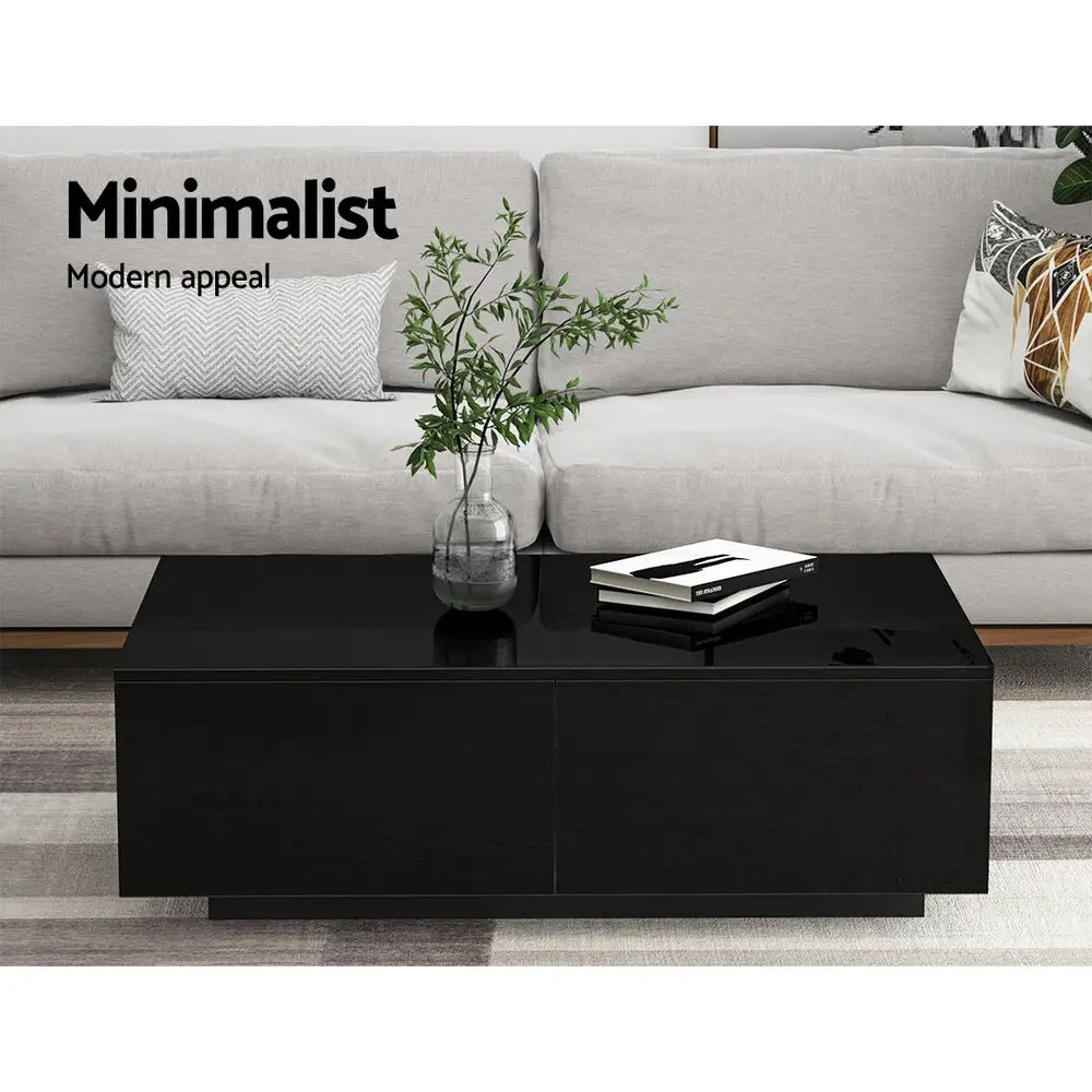 Artiss Coffee Table 4 Drawers Black Trevi - Furniture > Living Room > Coffee Tables