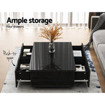 Artiss Coffee Table 4 Drawers Black Trevi - Furniture > Living Room > Coffee Tables