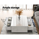 Artiss Coffee Table 4 Drawers White Trevi - Furniture > Living Room > Coffee Tables