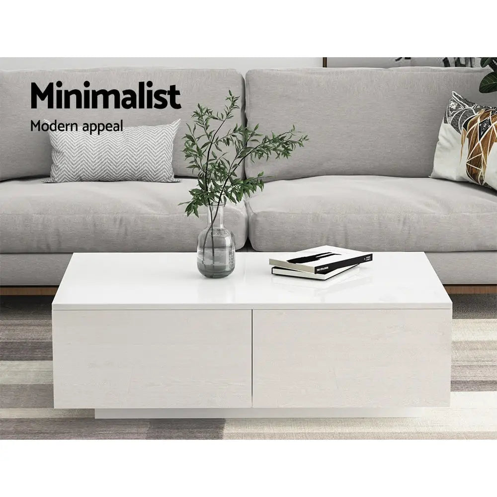 Artiss Coffee Table 4 Drawers White Trevi - Furniture > Living Room > Coffee Tables