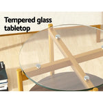 Artiss Coffee Table 45CM Round Tempered Glass Carol - Furniture > Living Room