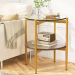 Artiss Coffee Table 45CM Round Tempered Glass Carol - Furniture > Living Room