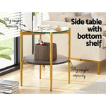 Artiss Coffee Table 45CM Round Tempered Glass Carol - Furniture > Living Room