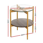 Artiss Coffee Table 45CM Round Tempered Glass Carol - Furniture > Living Room