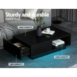 Artiss Coffee Table Led Lights Black - Furniture > Living Room > Coffee Tables